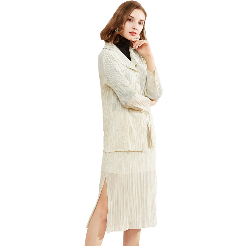 New style cardigan trim jacket open fork skirt temperament fashion two-piece suit